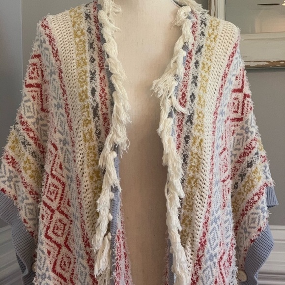 Cabi Cozy Cardigan Wrap bohemian multicolored festive fringe fall Lagenlook - Picture 3 of 14